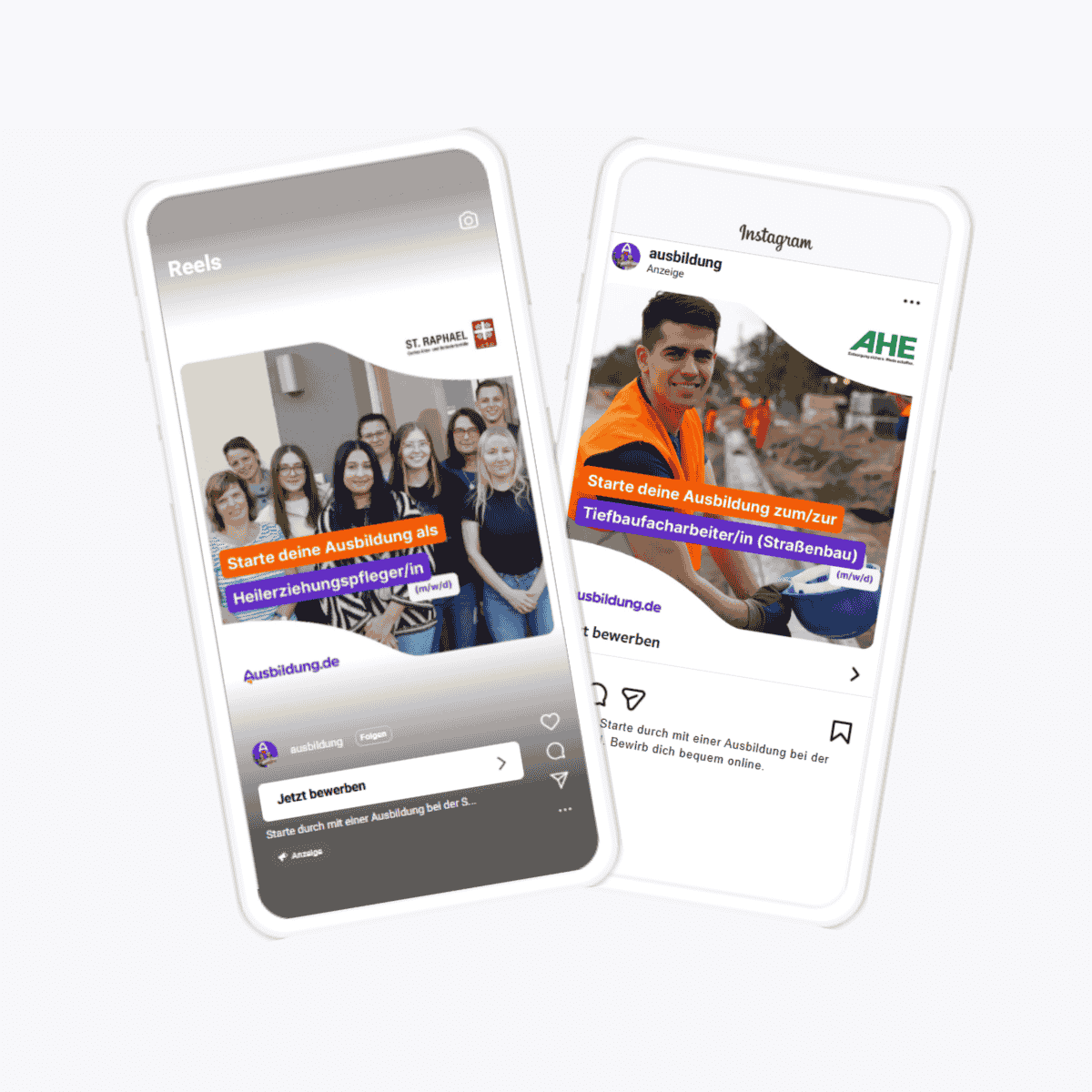 Smartphone Mockups mit Beispielen von Social Booster Cases