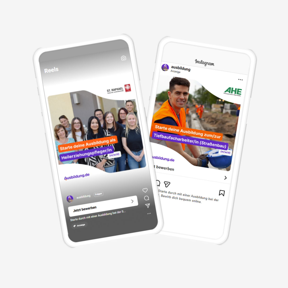 Smartphone Mockups mit Beispielen von Social Booster Cases