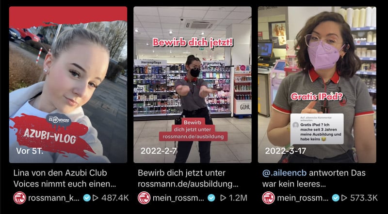 Social-Media-Kurzvideos von Creator:innen als Beispiel für Reichweitenaufbau im Ausbildungsmarketing.