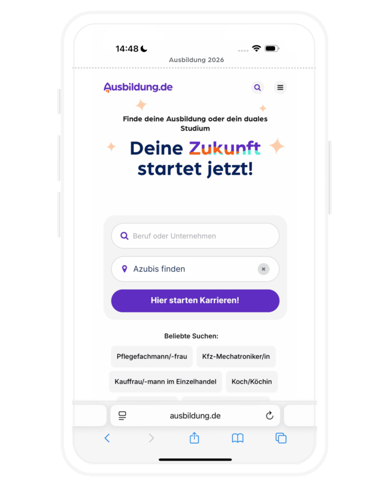 Startseite auf Ausbildung.de