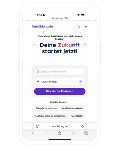 Startseite auf Ausbildung.de