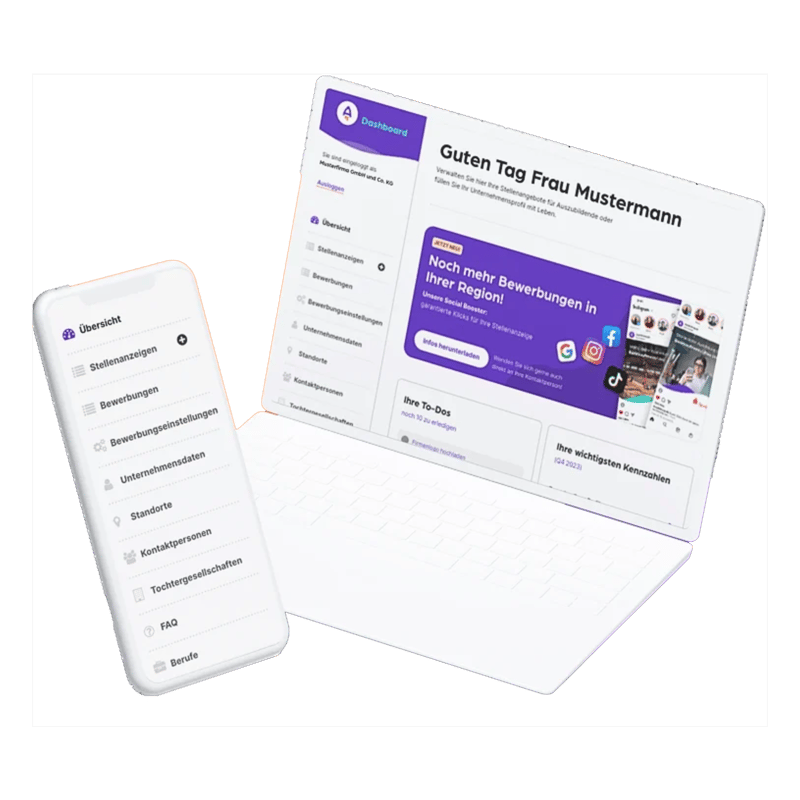 Mockup Laptop Smartphone Ausbildung.de Unternehmen
