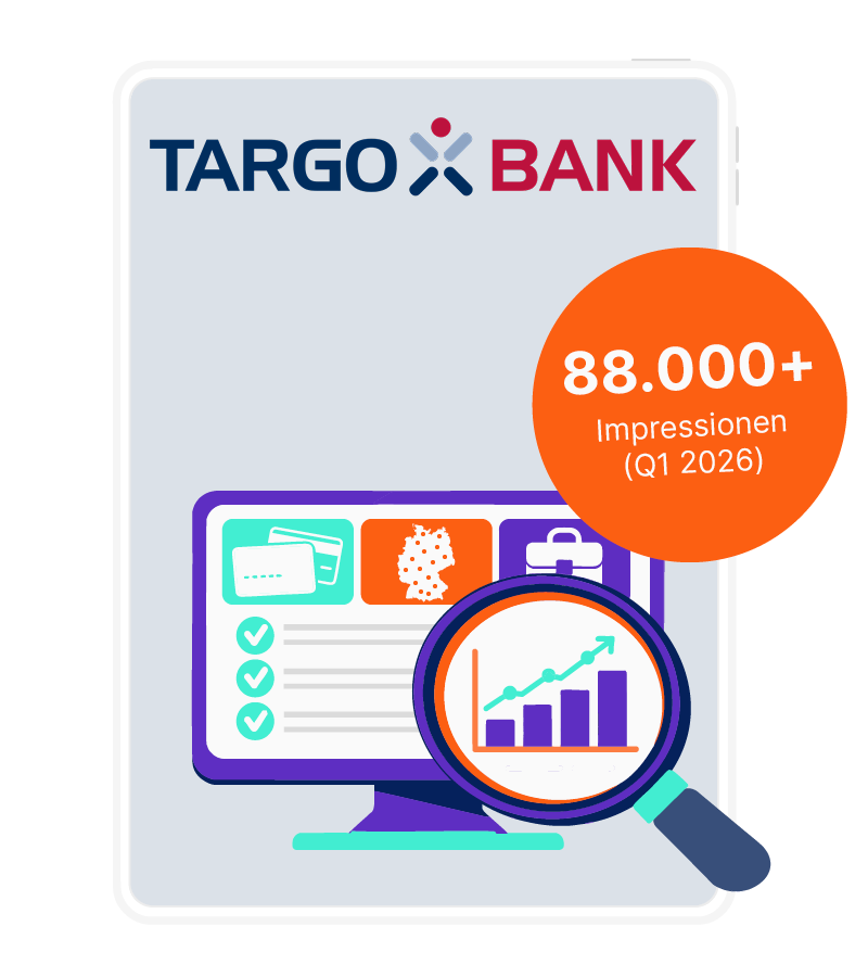 Bildschirm mit TARGOBANK-Logo und Grafiken