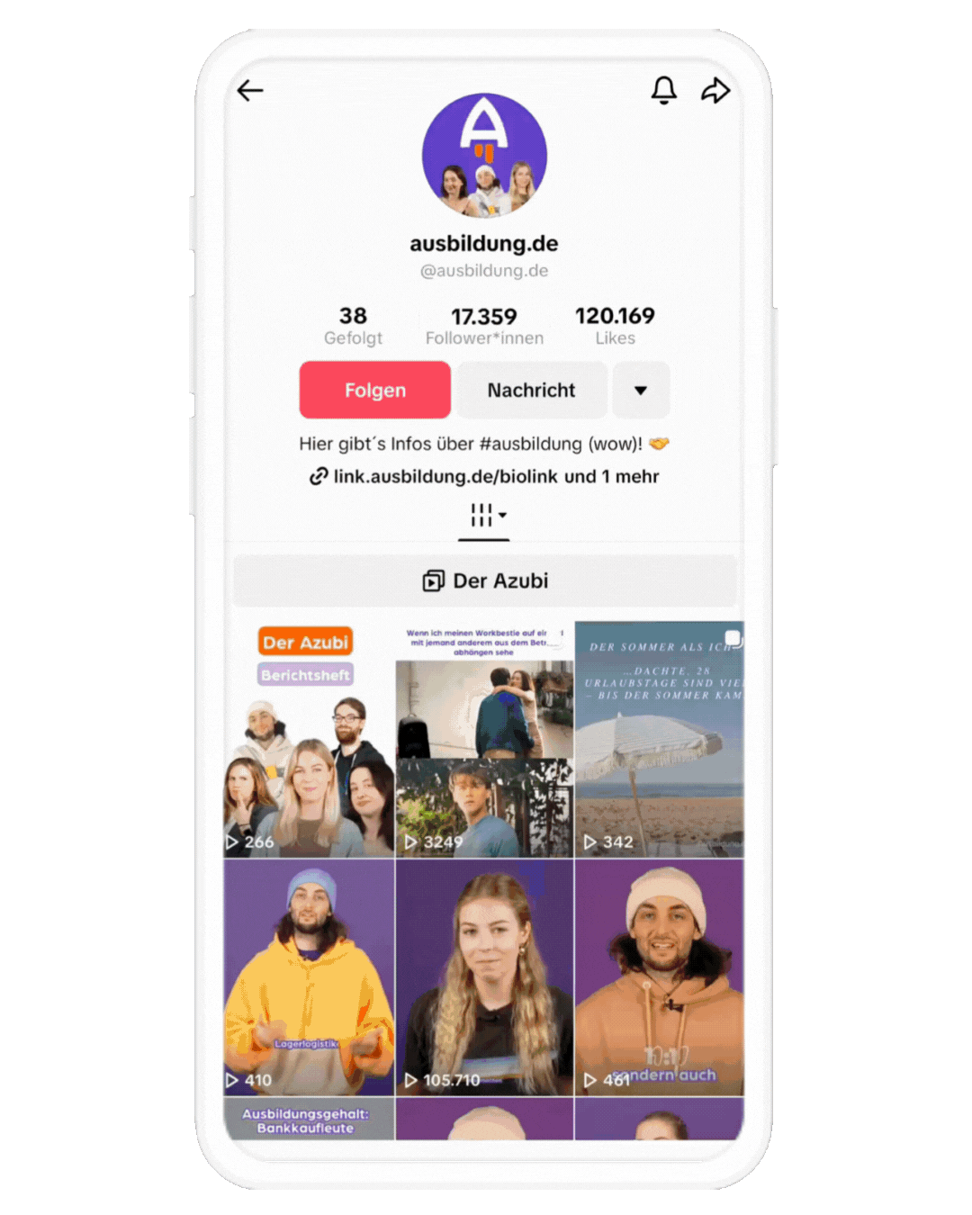 Tiktok Account von Ausbildung.de