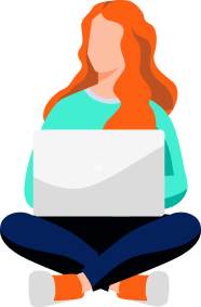 junges Mädchen im Schneidersitz mit Laptop