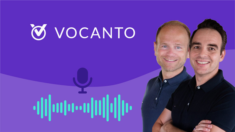 Podcast-Titelbild mit den Gründern von Vocanto als Gast der Folge